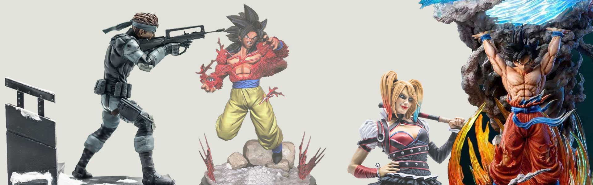 Figuras de resina de Metal Gear, Dragon Ball y Harley Quinn