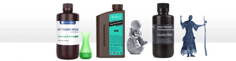 Imagen cabecera con diferentes tipos de resina para impresion 3d